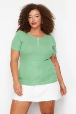 Trendyol Curve White-Green Striped Knitted Blouse