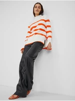 Orange-white women's striped sweater ORSAY