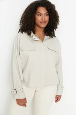 Trendyol Curve Beige Pocket and Sleeve Detail Woven Jacket