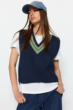 Trendyol Indigo Crop V-Neck Knitwear Sweater