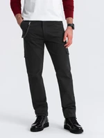 Ombre Men's pants with cargo pockets and leg hem - black