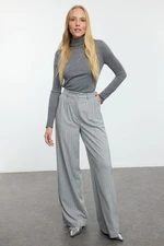 Trendyol Gray Glitter Striped Wide Leg Trousers