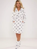 Women's bathrobe De Lafense 323 Dots S-2XL ecru 001