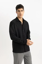 DEFACTO Modern Fit Polo Neck Crinkle Long Sleeve Shirt