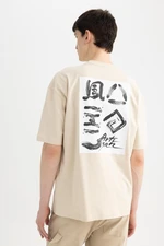 DEFACTO Oversize Fit Crew Neck Back Printed Short Sleeve T-Shirt