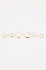 DEFACTO Women's 3-Piece Ring Gold Earrings