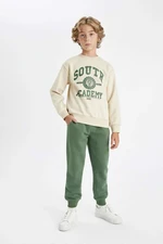 DEFACTO Boy 2-Piece Set Crew Neck Printed Sweatshirt Elastic Waist Jogger Tracksuit Bottoms