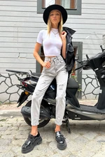 Trend Alaçatı Stili Dámské Anthracite Snow Wash, Obnošené Mom Jeans