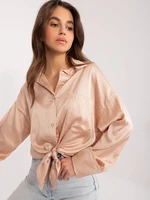 Beige loose classic long sleeve shirt