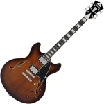 D'Angelico Premier DC Brown Burst Félakusztikus - jazz-gitár