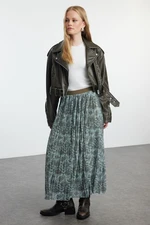 Trendyol Multicolored Elastic Waist Pleated A Line/A Cut Abstract Patterned Midi Skirt