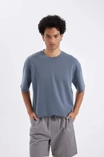 DEFACTO Men's Gray Oversize Fit Wide Cut Crew Neck Heavy Fabric Short Sleeve Basic T-Shirt