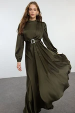 Trendyol Khaki Belt Detailed Woven Evening Dress