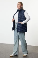 Trendyol Curve Navy Blue Regular Fit Pocket Zipper Vest