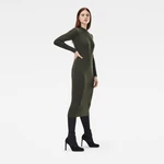 G-STAR Šaty - Plated lynn dress mock slim knit wmn ls zelené