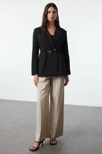 Trendyol Black Accessory Detailed Woven Blazer Jacket