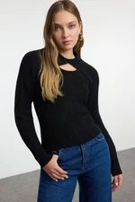 Trendyol Black Soft Textured Double-Breasted Bolero Knitwear Sweater