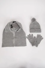 DEFACTO Size 3-Piece Scarf Beanie Glove Set