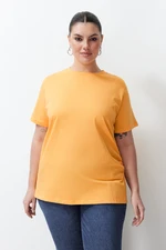 Trendyol Curve Orange Slit And Gathered Detail Boyfriend Knitted T-shirt