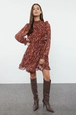 Trendyol Camel Floral Woven Winter Dress