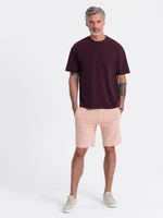 Ombre Men's knit shorts with drawstring and pockets - powder pink