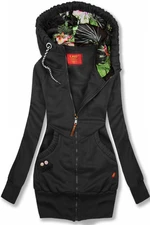 LHD Sweatjacke mit Blumen-Kapuze schwarz