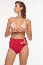 Trendyol Burgundy Cut Out Detailed High Waist Bikini Bottoms