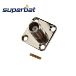 Superbat 10pcs TNC Solder Female with 4 hole Panel Mount RF Coaxial Connector for Cable RG402 Semi-Rigid 141