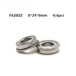 4/6PCS F628-2Z F628ZZ F628zz F628 zz Flanged Flange Deep Groove Ball Bearings 8 x 24 x 8mm Free shipping for 3D printer