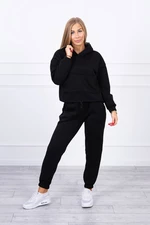 Insulated set with sweatshirt with tying down in black