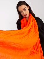 Fluo orange airy scarf with pleats