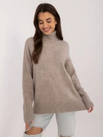 Dark beige turtleneck with cuffs