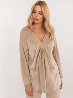 Beige velour blouse large size