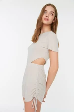 Trendyol Gray Knitted Jumpsuit with Window/Cut-Out Detail, Corduroy