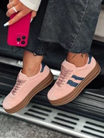 Sneakersy damskie STRIPEY z platformą różowe Dstreet