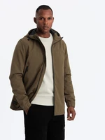 Ombre Men's transitional jacket with hood - brown