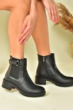 Fox Shoes Black Genuine Leather Women's Boots