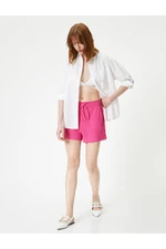 Koton Textured Mini Shorts with Lace Waist Pockets