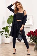 Set of knitted trousers, black cardigan top