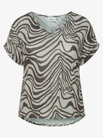 Brown-white patterned women's T-shirt Fransa