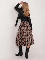 Black and beige elegant floral skirt