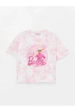 LC Waikiki Crew Neck Barbie Printed Tie-Dye Patterned Short Sleeve Girl's T-Shirt