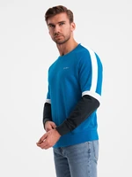 Ombre Tri-color men's sweatshirt with raglan sleeves - blue