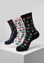 Grumpy Santa Christmas Socks - 3-Pack Black/Navy/White