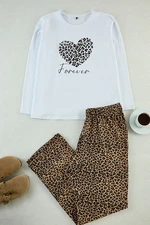 Trendyol Curve Multicolored Leopard Patterned Knitted Pajama Set