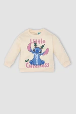 DEFACTO Baby Girl Disney Lilo & Stitch Regular Fit Crew Neck Soft Fluffy Thick Sweatshirt Fabric S