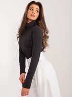 Black smooth turtleneck blouse