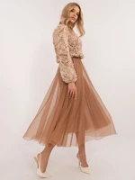 Brown flared skirt with elastic waistband