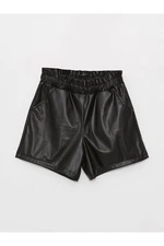 LC Waikiki Girls' Leather Look Shorts with Elastic Waist