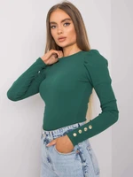 RUE PARIS Dark green women's blouse with long sleeves